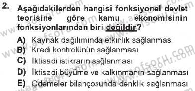 Kamu Ekonomisi 1 Dersi 2012 - 2013 Yılı Tek Ders Sınav Soruları 2. Soru