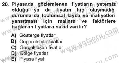 Kamu Ekonomisi 1 Dersi 2012 - 2013 Yılı Tek Ders Sınav Soruları 20. Soru