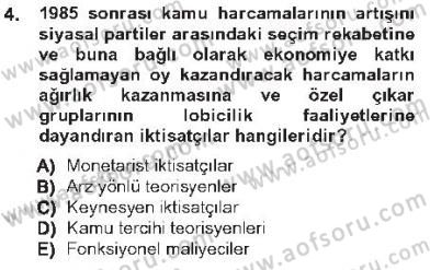 Kamu Ekonomisi 1 Dersi 2012 - 2013 Yılı Tek Ders Sınav Soruları 4. Soru