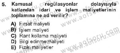Kamu Ekonomisi 1 Dersi 2012 - 2013 Yılı Tek Ders Sınav Soruları 5. Soru