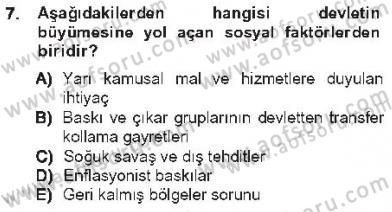 Kamu Ekonomisi 1 Dersi 2012 - 2013 Yılı Tek Ders Sınav Soruları 7. Soru