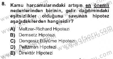 Kamu Ekonomisi 1 Dersi 2012 - 2013 Yılı Tek Ders Sınav Soruları 8. Soru
