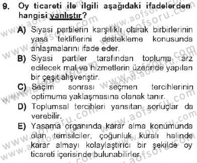 Kamu Ekonomisi 1 Dersi 2012 - 2013 Yılı Tek Ders Sınav Soruları 9. Soru