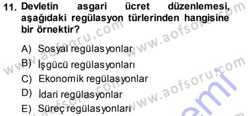 Kamu Ekonomisi 1 Dersi 2013 - 2014 Yılı (Vize) Ara Sınav Soruları 11. Soru