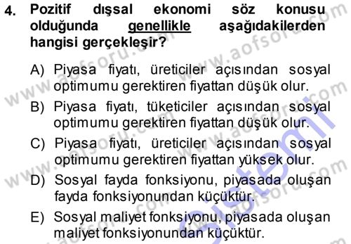 Kamu Ekonomisi 1 Dersi 2013 - 2014 Yılı (Vize) Ara Sınav Soruları 4. Soru