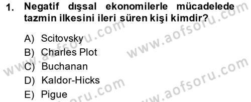 Kamu Ekonomisi 1 Dersi 2013 - 2014 Yılı (Final) Dönem Sonu Sınav Soruları 1. Soru