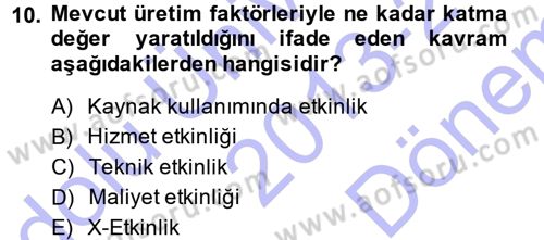 Kamu Ekonomisi 1 Dersi 2013 - 2014 Yılı (Final) Dönem Sonu Sınav Soruları 10. Soru
