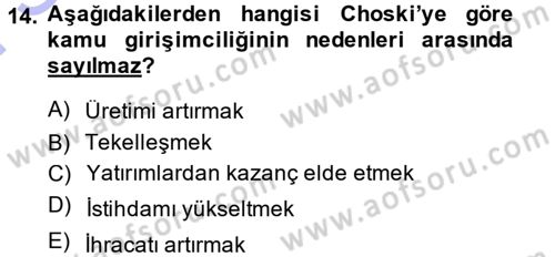 Kamu Ekonomisi 1 Dersi 2013 - 2014 Yılı (Final) Dönem Sonu Sınav Soruları 14. Soru