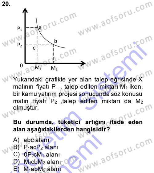 Kamu Ekonomisi 1 Dersi 2013 - 2014 Yılı (Final) Dönem Sonu Sınav Soruları 20. Soru