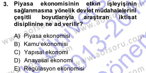 Kamu Ekonomisi 1 Dersi 2013 - 2014 Yılı (Final) Dönem Sonu Sınav Soruları 3. Soru