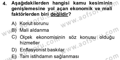 Kamu Ekonomisi 1 Dersi 2013 - 2014 Yılı (Final) Dönem Sonu Sınav Soruları 4. Soru