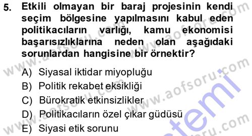 Kamu Ekonomisi 1 Dersi 2013 - 2014 Yılı (Final) Dönem Sonu Sınav Soruları 5. Soru