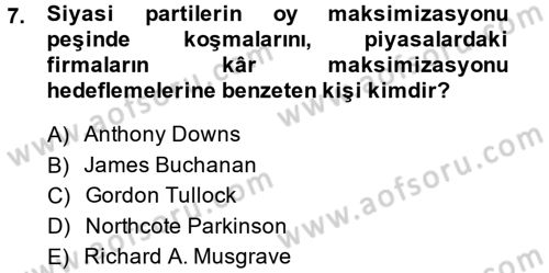 Kamu Ekonomisi 1 Dersi 2013 - 2014 Yılı (Final) Dönem Sonu Sınav Soruları 7. Soru