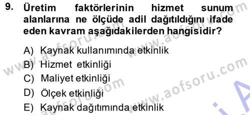Kamu Ekonomisi 1 Dersi 2013 - 2014 Yılı (Final) Dönem Sonu Sınav Soruları 9. Soru