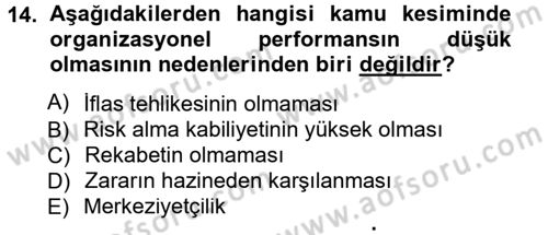 Kamu Ekonomisi 1 Dersi 2013 - 2014 Yılı Tek Ders Sınav Soruları 14. Soru