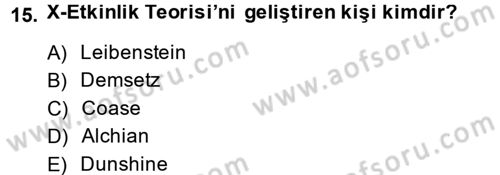 Kamu Ekonomisi 1 Dersi 2013 - 2014 Yılı Tek Ders Sınav Soruları 15. Soru