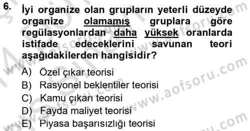 Kamu Ekonomisi 1 Dersi 2013 - 2014 Yılı Tek Ders Sınav Soruları 6. Soru