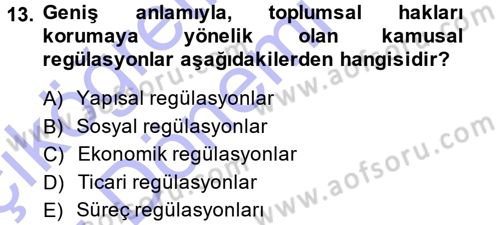 Kamu Ekonomisi 1 Dersi 2014 - 2015 Yılı (Vize) Ara Sınav Soruları 13. Soru