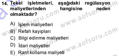 Kamu Ekonomisi 1 Dersi 2014 - 2015 Yılı (Vize) Ara Sınav Soruları 14. Soru