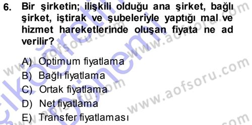 Kamu Ekonomisi 1 Dersi 2014 - 2015 Yılı (Vize) Ara Sınav Soruları 6. Soru