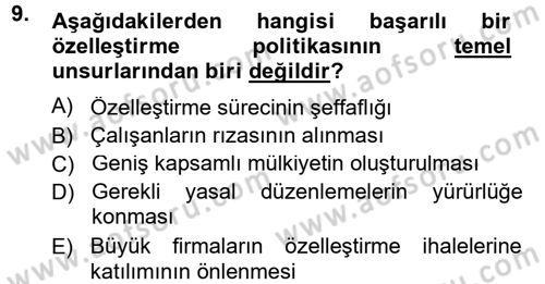 Kamu Ekonomisi 1 Dersi 2014 - 2015 Yılı (Vize) Ara Sınav Soruları 9. Soru