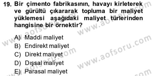 Kamu Ekonomisi 1 Dersi 2014 - 2015 Yılı (Final) Dönem Sonu Sınav Soruları 19. Soru