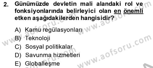 Kamu Ekonomisi 1 Dersi 2014 - 2015 Yılı (Final) Dönem Sonu Sınav Soruları 2. Soru