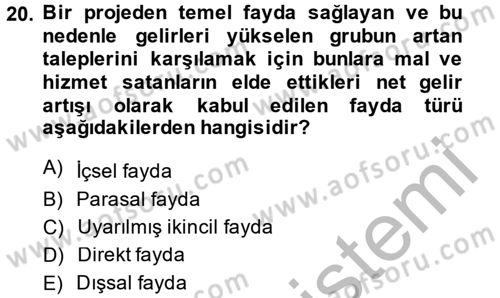 Kamu Ekonomisi 1 Dersi 2014 - 2015 Yılı (Final) Dönem Sonu Sınav Soruları 20. Soru