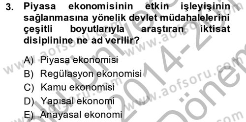 Kamu Ekonomisi 1 Dersi 2014 - 2015 Yılı (Final) Dönem Sonu Sınav Soruları 3. Soru