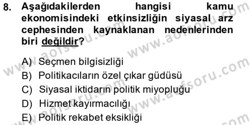 Kamu Ekonomisi 1 Dersi 2014 - 2015 Yılı (Final) Dönem Sonu Sınav Soruları 8. Soru