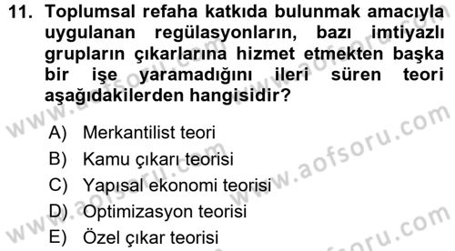 Kamu Ekonomisi 1 Dersi 2015 - 2016 Yılı (Vize) Ara Sınav Soruları 11. Soru