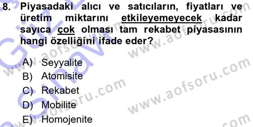 Kamu Ekonomisi 1 Dersi 2015 - 2016 Yılı (Vize) Ara Sınav Soruları 8. Soru