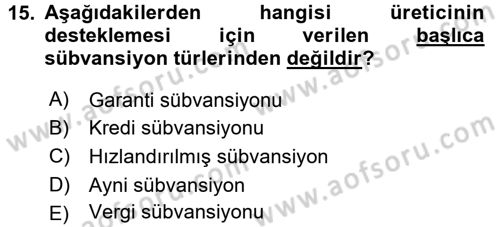 Kamu Ekonomisi 1 Dersi 2015 - 2016 Yılı (Final) Dönem Sonu Sınav Soruları 15. Soru