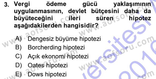 Kamu Ekonomisi 1 Dersi 2015 - 2016 Yılı (Final) Dönem Sonu Sınav Soruları 3. Soru