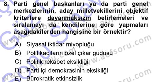 Kamu Ekonomisi 1 Dersi 2015 - 2016 Yılı (Final) Dönem Sonu Sınav Soruları 8. Soru