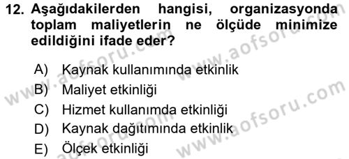 Kamu Ekonomisi 1 Dersi 2015 - 2016 Yılı Tek Ders Sınav Soruları 12. Soru