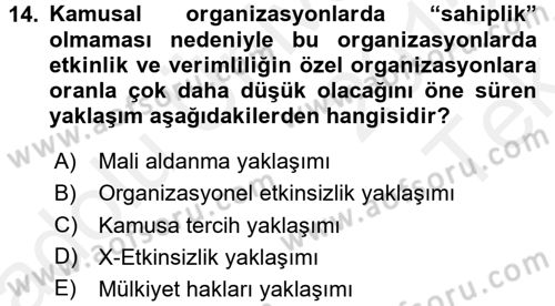 Kamu Ekonomisi 1 Dersi 2015 - 2016 Yılı Tek Ders Sınav Soruları 14. Soru