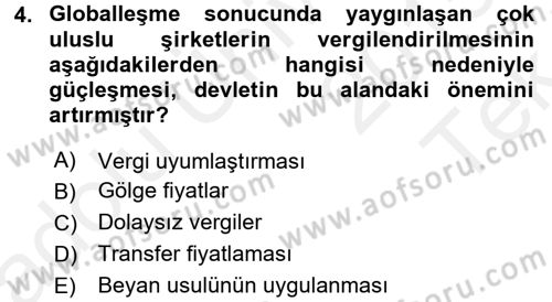 Kamu Ekonomisi 1 Dersi 2015 - 2016 Yılı Tek Ders Sınav Soruları 4. Soru
