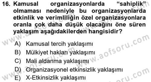 Kamu Ekonomisi 1 Dersi 2016 - 2017 Yılı 3 Ders Sınav Soruları 16. Soru
