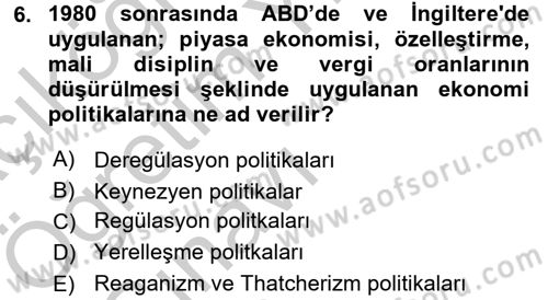 Kamu Ekonomisi 1 Dersi 2016 - 2017 Yılı 3 Ders Sınav Soruları 6. Soru