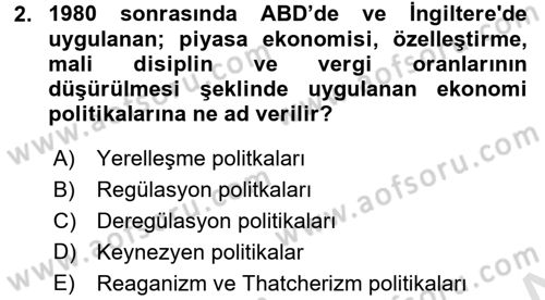 Kamu Ekonomisi 1 Dersi 2016 - 2017 Yılı (Vize) Ara Sınav Soruları 2. Soru