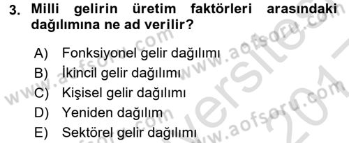 Kamu Ekonomisi 1 Dersi 2016 - 2017 Yılı (Vize) Ara Sınav Soruları 3. Soru
