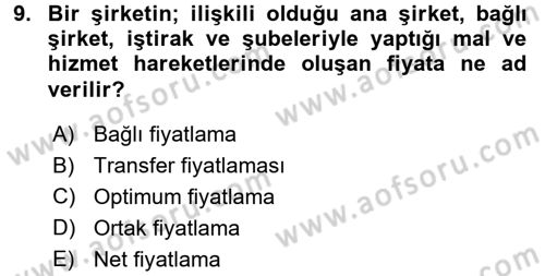 Kamu Ekonomisi 1 Dersi 2016 - 2017 Yılı (Vize) Ara Sınav Soruları 9. Soru