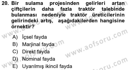 Kamu Ekonomisi 1 Dersi 2016 - 2017 Yılı (Final) Dönem Sonu Sınav Soruları 20. Soru