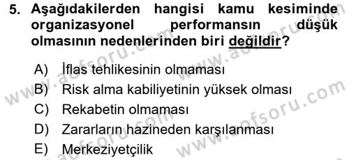 Kamu Ekonomisi 1 Dersi 2016 - 2017 Yılı (Final) Dönem Sonu Sınav Soruları 5. Soru