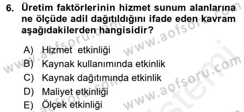Kamu Ekonomisi 1 Dersi 2016 - 2017 Yılı (Final) Dönem Sonu Sınav Soruları 6. Soru