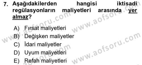 Kamu Ekonomisi 1 Dersi 2017 - 2018 Yılı 3 Ders Sınav Soruları 7. Soru