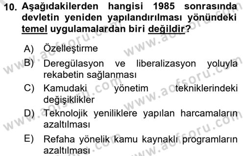 Kamu Ekonomisi 1 Dersi 2017 - 2018 Yılı (Vize) Ara Sınav Soruları 10. Soru