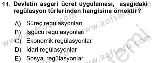 Kamu Ekonomisi 1 Dersi 2017 - 2018 Yılı (Vize) Ara Sınav Soruları 11. Soru