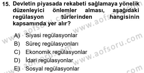 Kamu Ekonomisi 1 Dersi 2017 - 2018 Yılı (Vize) Ara Sınav Soruları 15. Soru